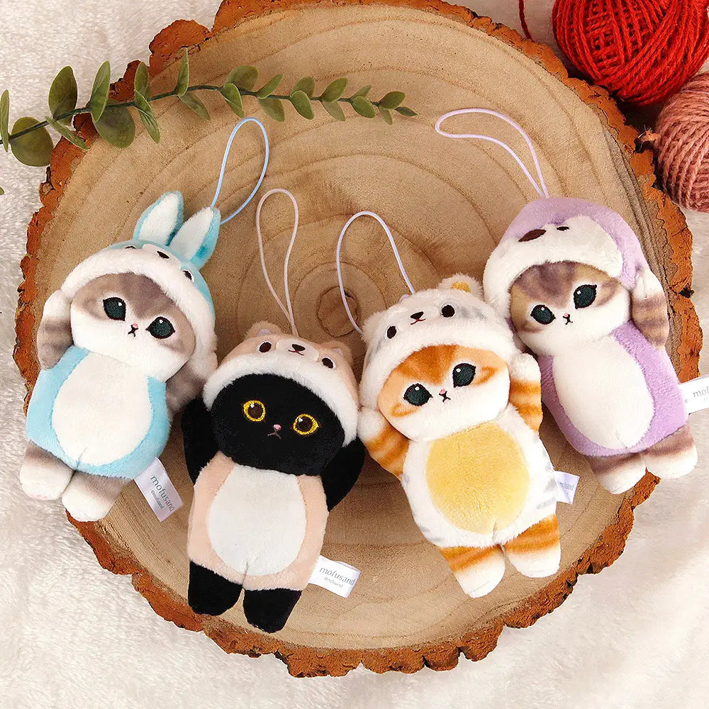 Mofusand Animal Cat Mascot Plush Keychain - Bunny/Blue