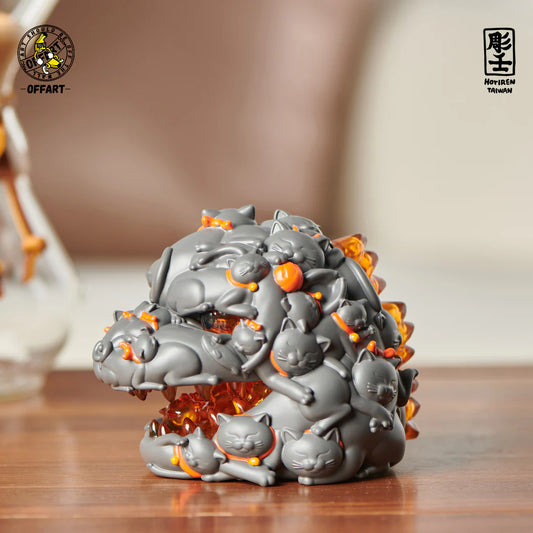 OFFART X Horiren Red Flame Hundred Cats Mini Bust Fortune Black