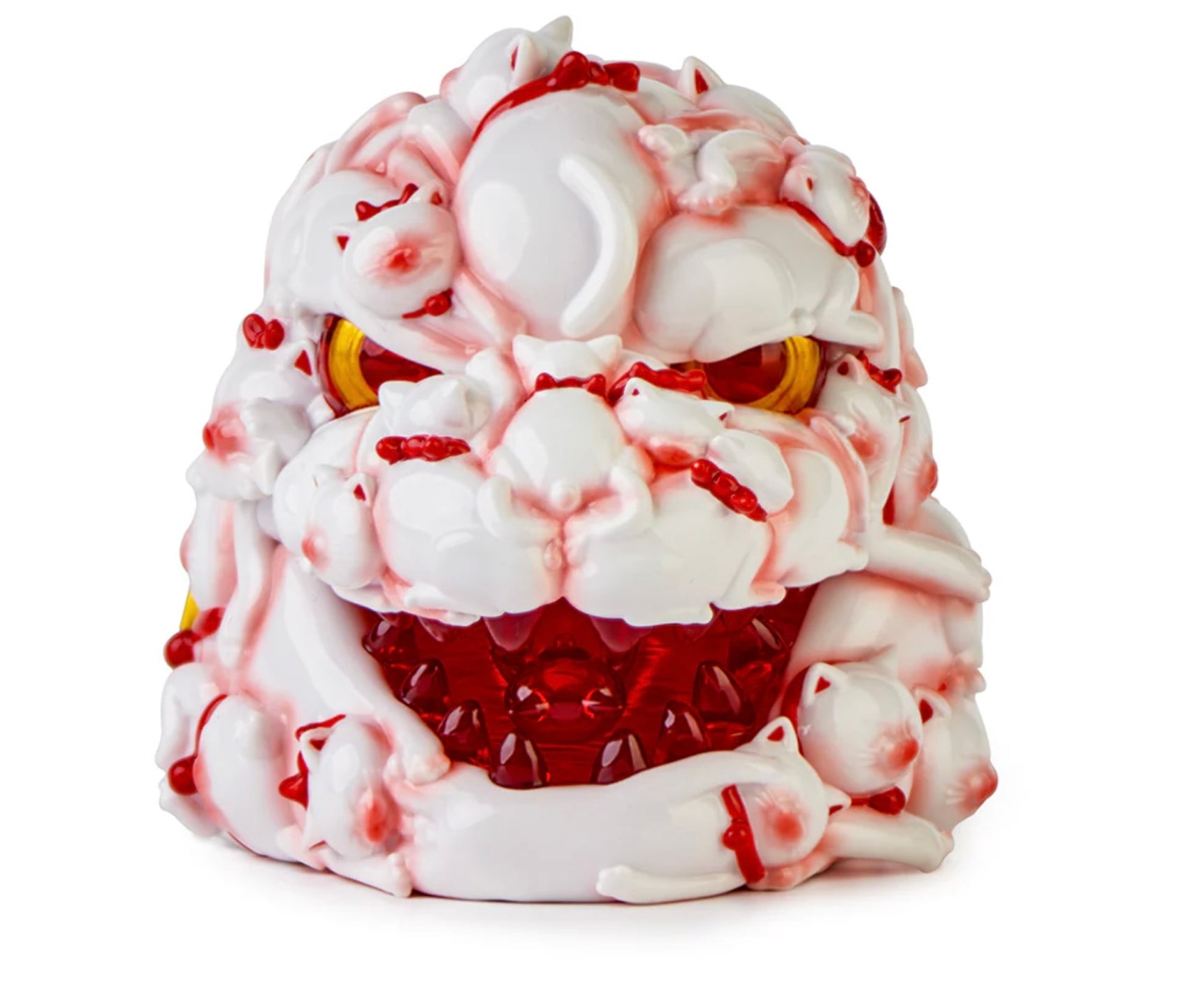 OFFART X Horiren Red Flame Hundred Cats Enamel Red Mini Bust