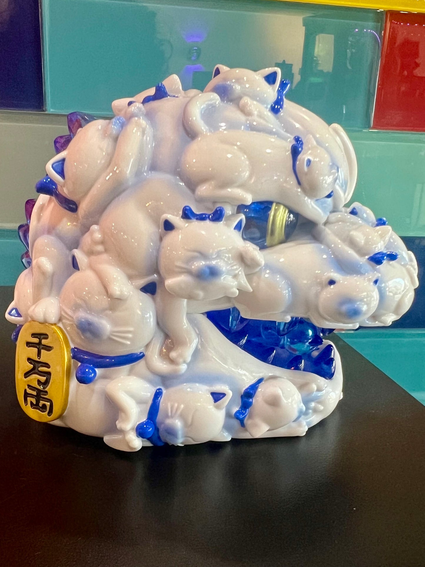 OFFART X Horiren Red Flame Hundred Cats Porcelain Mini Bust