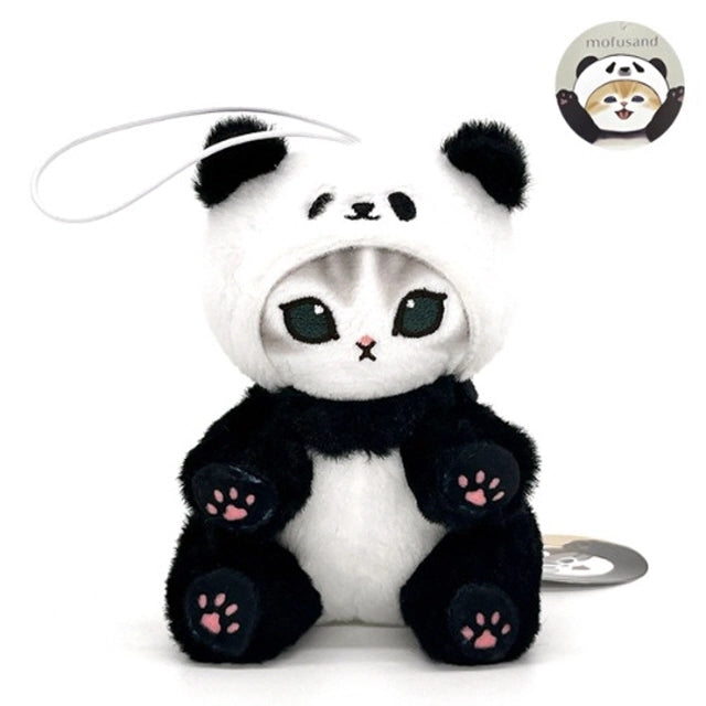 Mofusand Panda Panda Cat Mascot Plush – 11cm Keychain Size