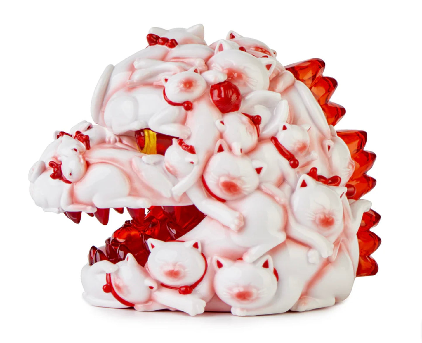 OFFART X Horiren Red Flame Hundred Cats Enamel Red Mini Bust