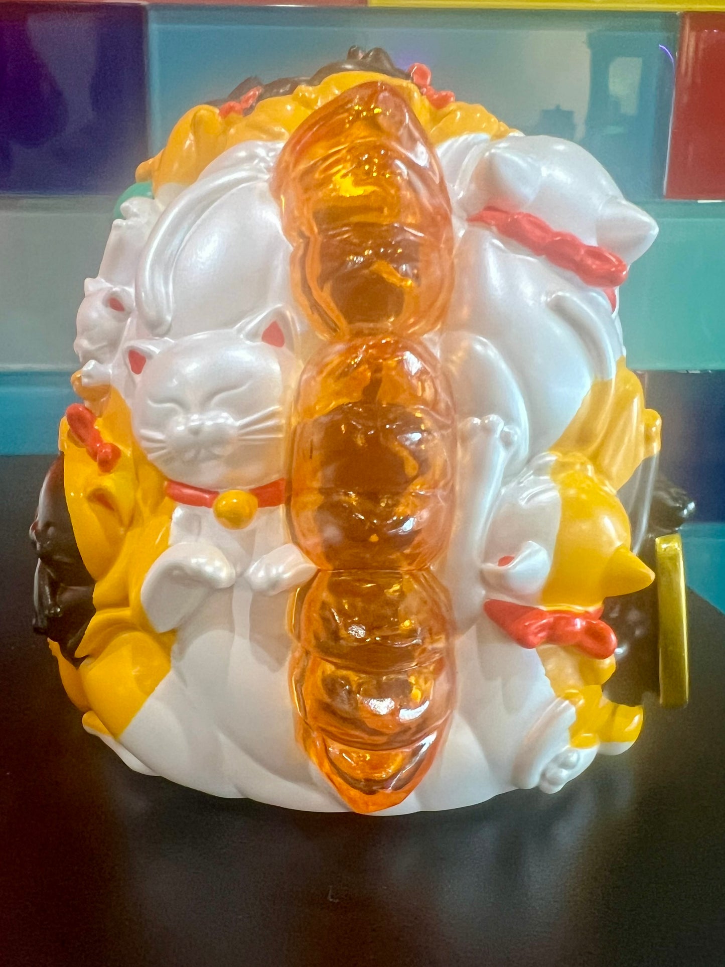 OFFART X Horiren Red Flame Hundred Cats Mini Bust Fortune White