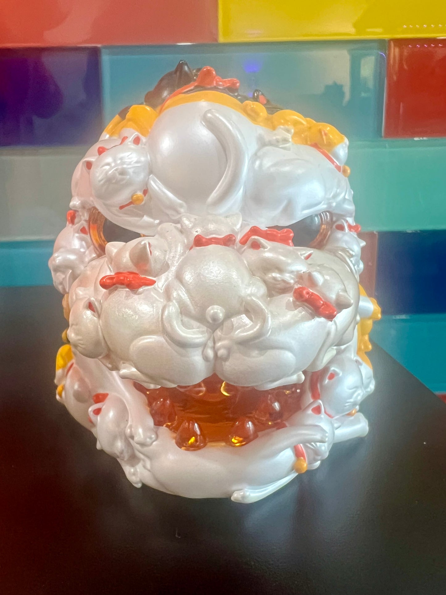 OFFART X Horiren Red Flame Hundred Cats Mini Bust Fortune White