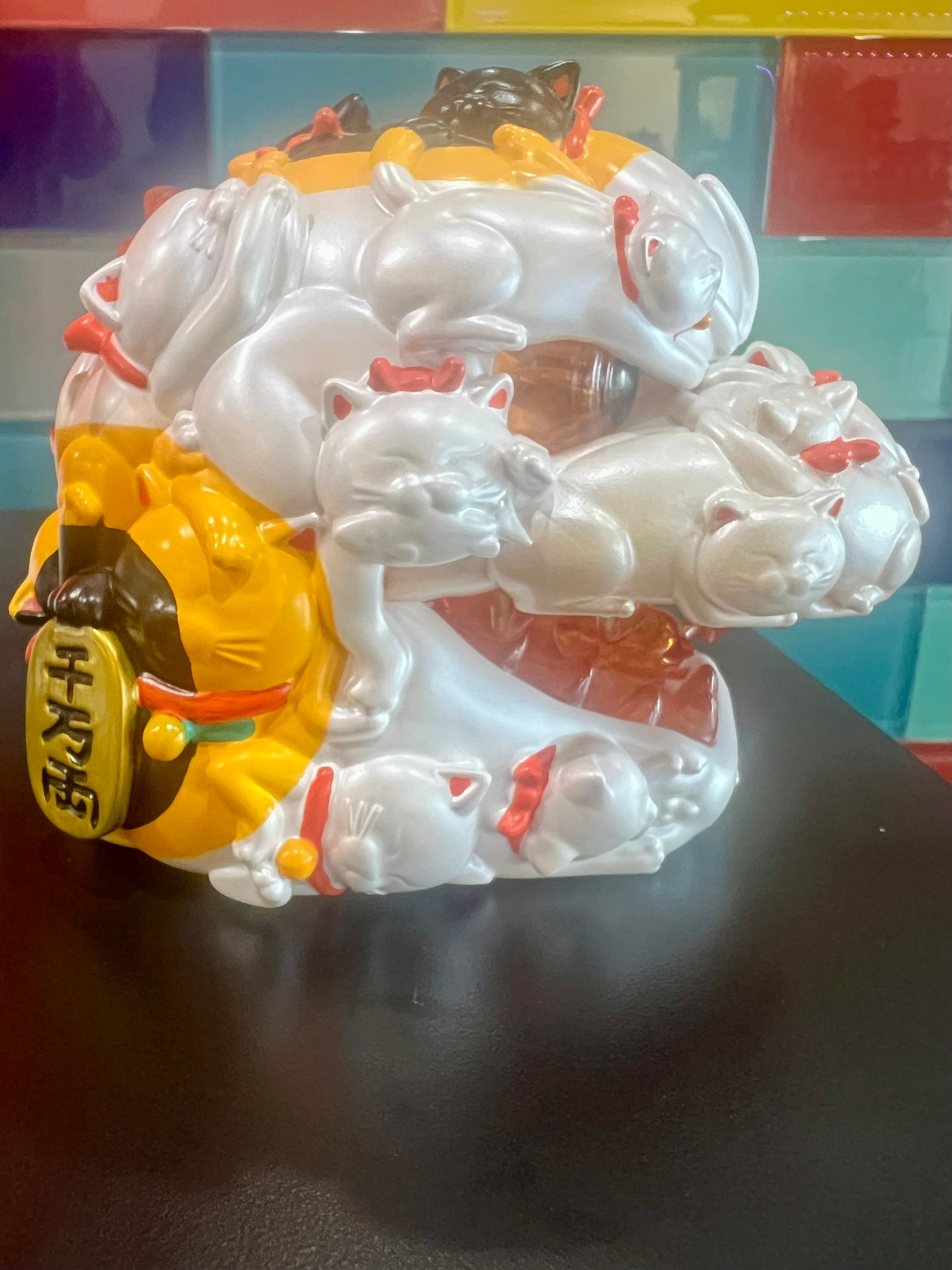 OFFART X Horiren Red Flame Hundred Cats Mini Bust Fortune White