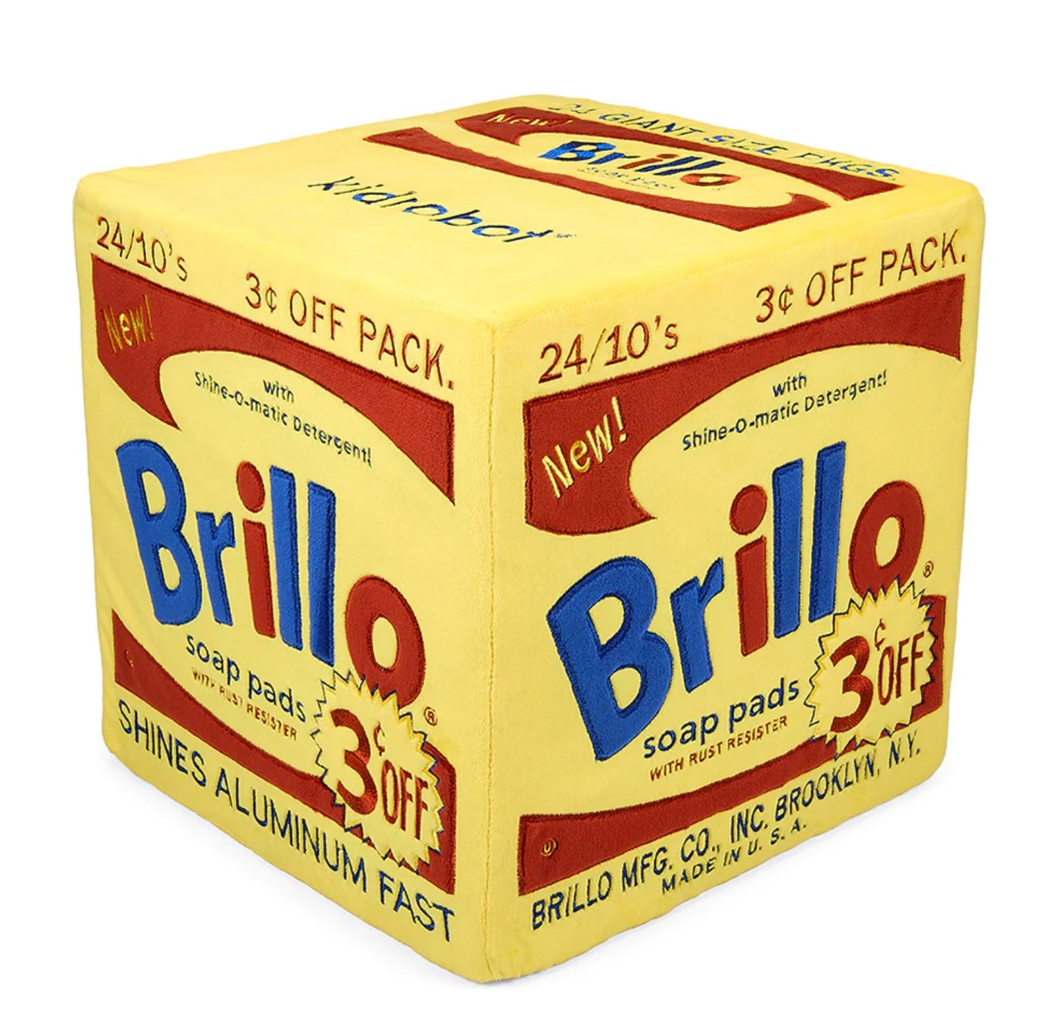ANDY WARHOL 12” YELLOW BRILLO BOX GIANT ART PLUSH
