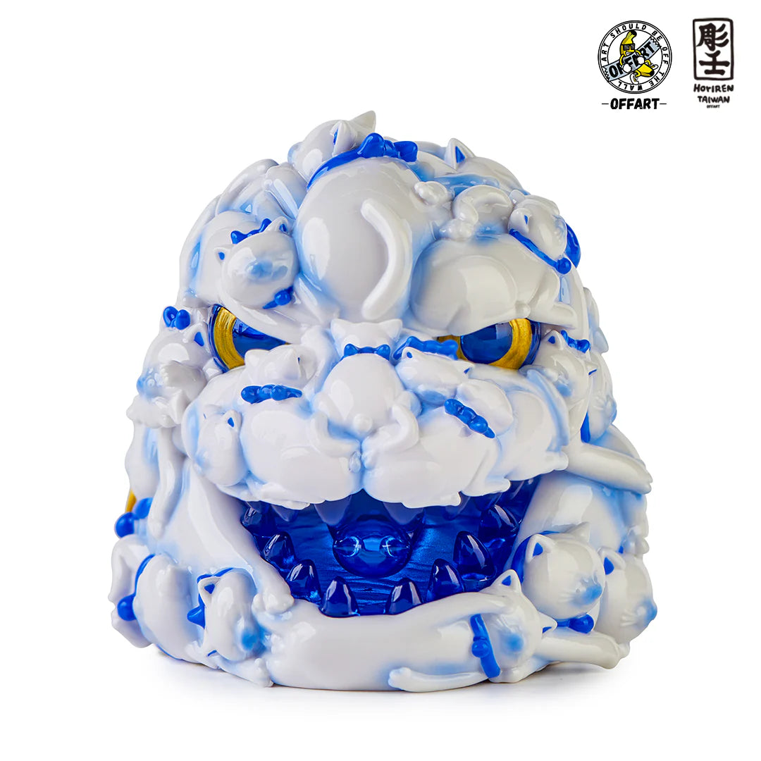 OFFART X Horiren Red Flame Hundred Cats Porcelain Mini Bust